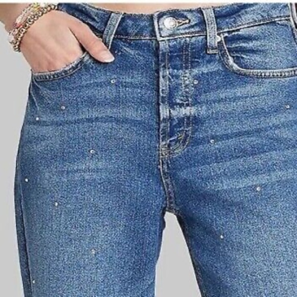 wild fable Blue Straight Leg Jeans with Stud Accents